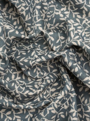 Brushed Cotton and Linen Canvas – Indigo Little Vines – British Imported Brushed Cotton and Linen Canvas – Indigo Little Vines – British Imported