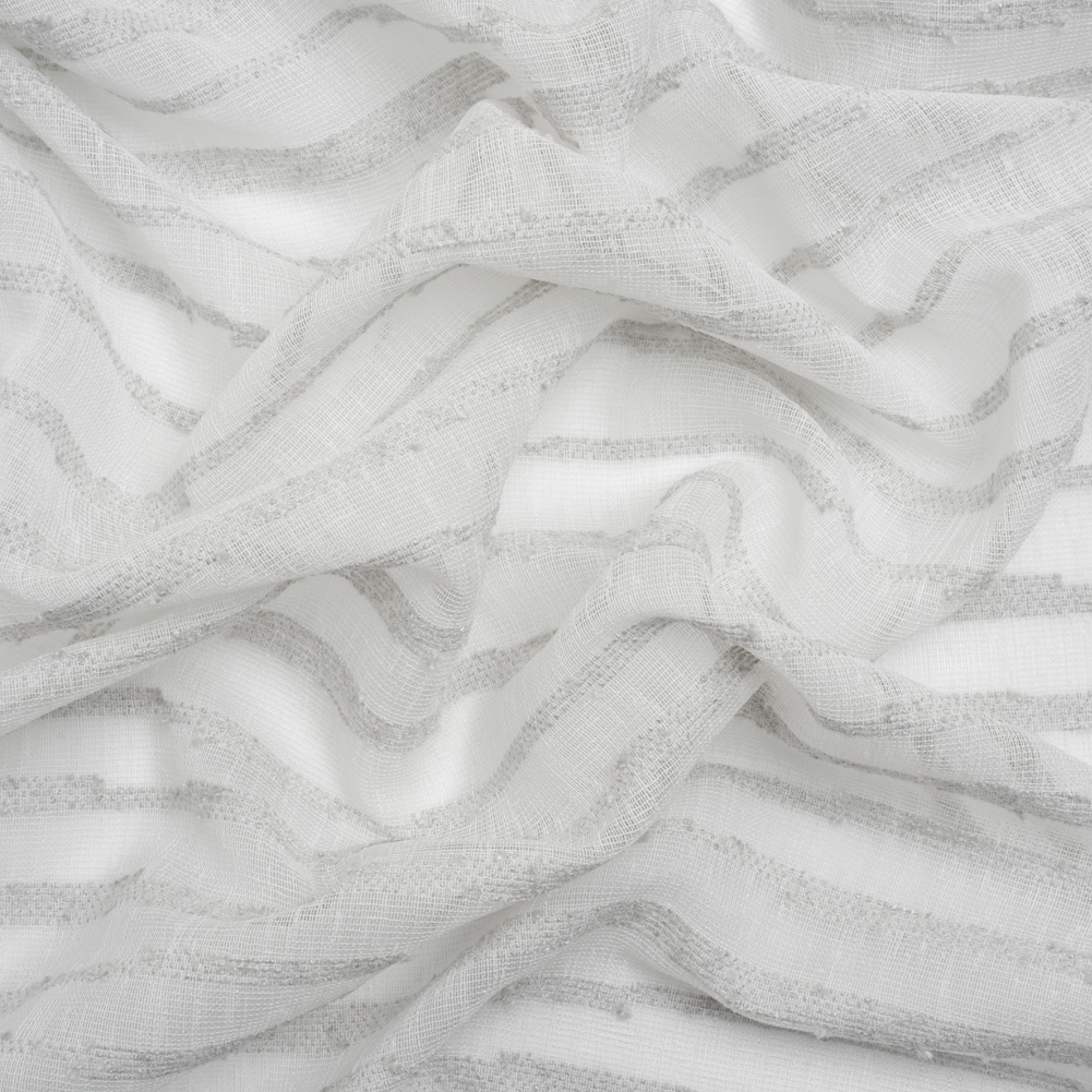 Boucle Striped Drapery Sheer Fabric 118″ – Silver – British Imported Boucle Striped Drapery Sheer Fabric 118″ – Silver – British Imported