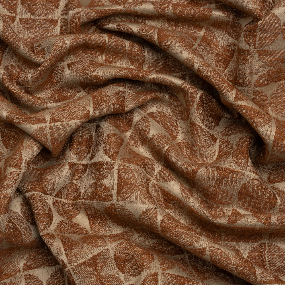 Circles and Slices Recycled Polyester and Cotton Drapery Jacquard – Ginger – British Imported Circles and Slices Recycled Polyester and Cotton Drapery Jacquard – Ginger – British Imported