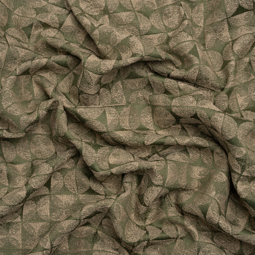 Circles and Slices Recycled Polyester and Cotton Drapery Jacquard – Ivy – British Imported Circles and Slices Recycled Polyester and Cotton Drapery Jacquard – Ivy – British Imported