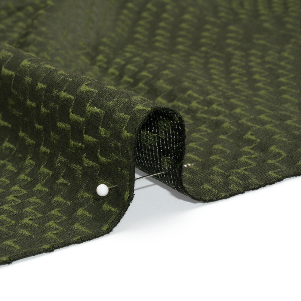 Stairstep Zig Zags Recycled Polyester and Cotton Drapery Jacquard – Emerald – British Imported Stairstep Zig Zags Recycled Polyester and Cotton Drapery Jacquard – Emerald – British Imported