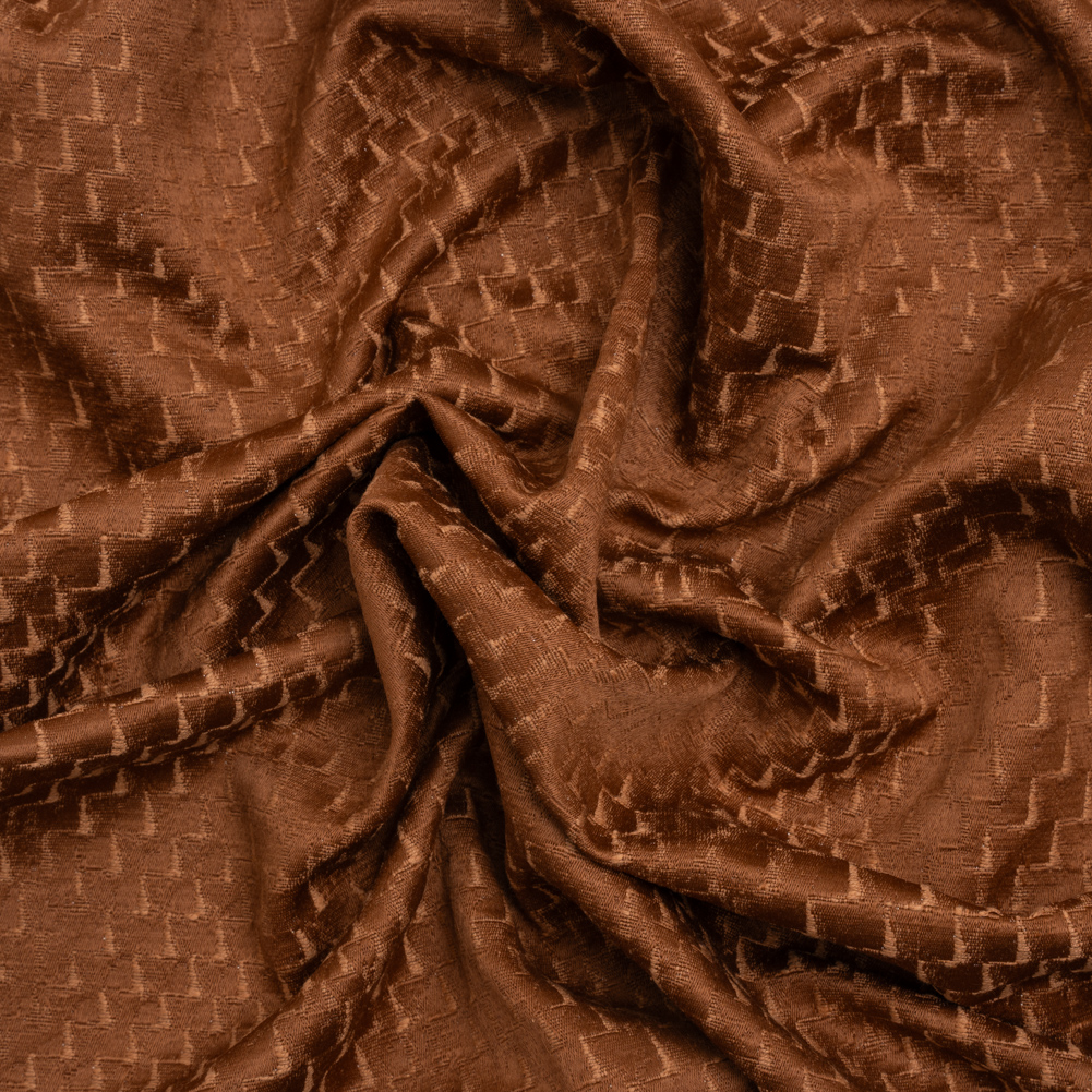 Stairstep Zig Zags Recycled Polyester and Cotton Drapery Jacquard – Henna – British Imported Stairstep Zig Zags Recycled Polyester and Cotton Drapery Jacquard – Henna – British Imported