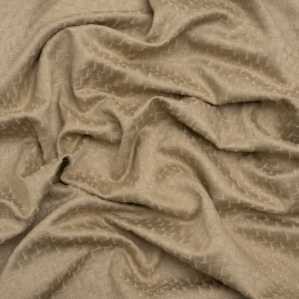 Stairstep Zig Zags Recycled Polyester and Cotton Drapery Jacquard – Putty – British Imported Stairstep Zig Zags Recycled Polyester and Cotton Drapery Jacquard – Putty – British Imported