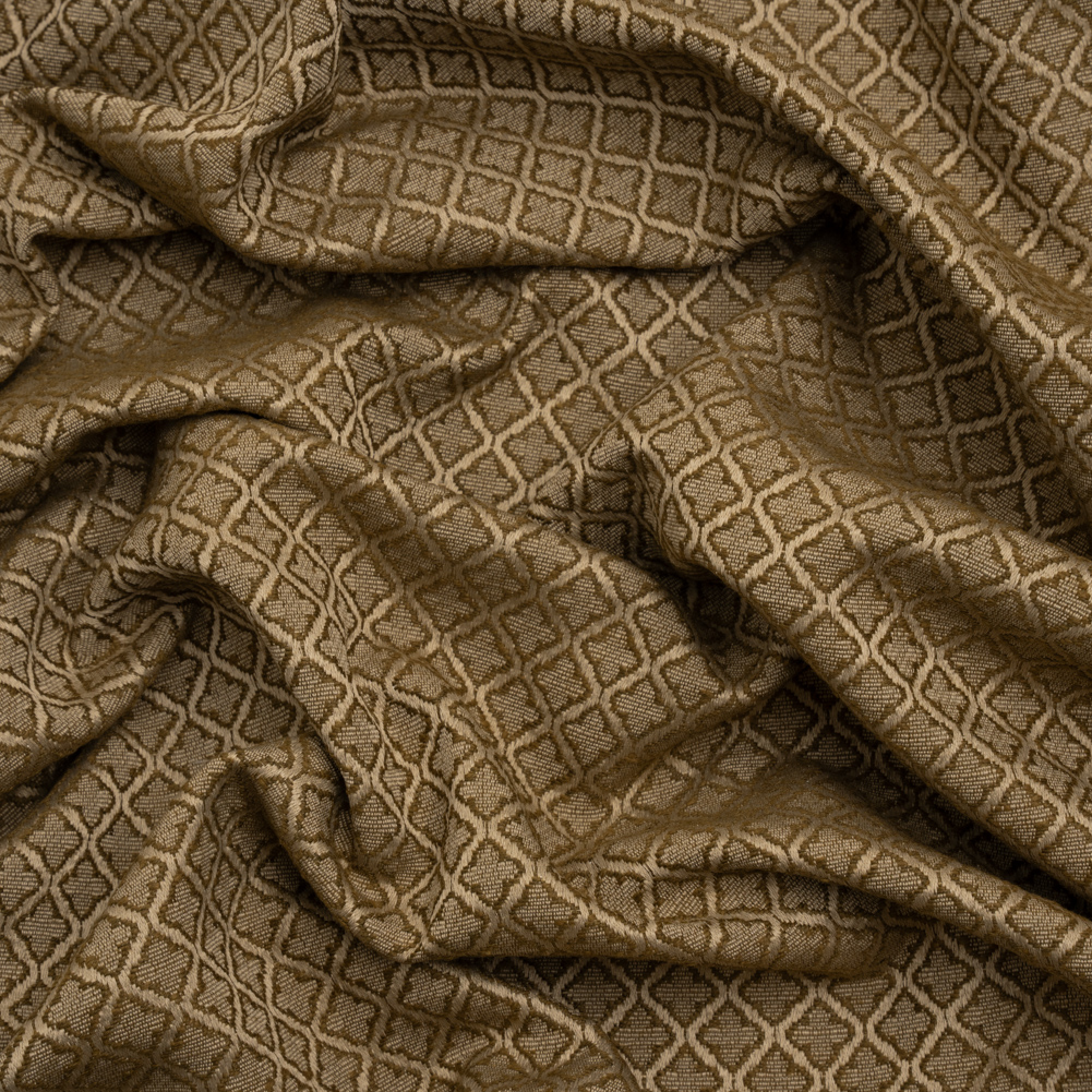 Diamond Tiles Recycled Polyester and Cotton Drapery Jacquard – Brass – British Imported Diamond Tiles Recycled Polyester and Cotton Drapery Jacquard – Brass – British Imported