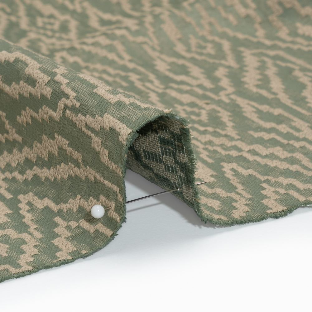 Geometric Recycled Polyester and Cotton Drapery Jacquard – Eucalyptus – British Imported Geometric Recycled Polyester and Cotton Drapery Jacquard – Eucalyptus – British Imported