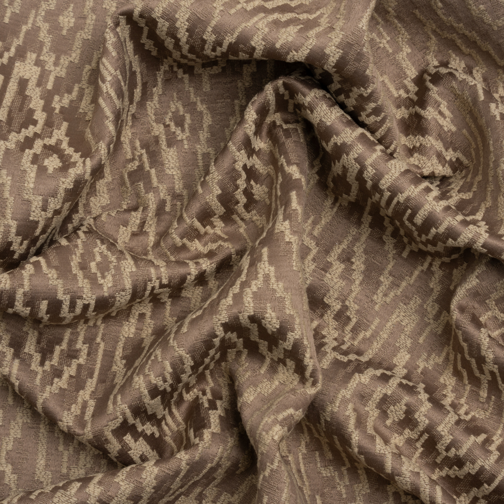 Geometric Recycled Polyester and Cotton Drapery Jacquard – Rosewood – British Imported Geometric Recycled Polyester and Cotton Drapery Jacquard – Rosewood – British Imported