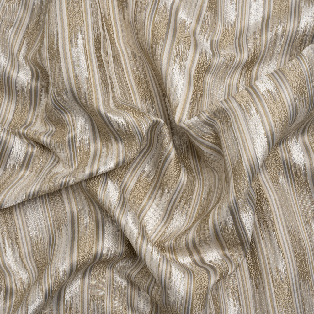 Recycled Polyester Drapery Jacquard – Flax Streaking Stripes – British Imported Recycled Polyester Drapery Jacquard – Flax Streaking Stripes – British Imported