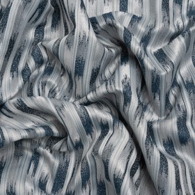 Recycled Polyester Drapery Jacquard – Indigo Streaking Stripes – British Imported Recycled Polyester Drapery Jacquard – Indigo Streaking Stripes – British Imported