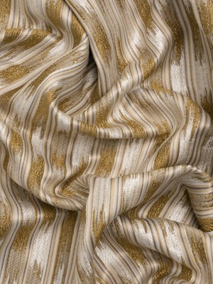 Recycled Polyester Drapery Jacquard – Ochre Streaking Stripes – British Imported Recycled Polyester Drapery Jacquard – Ochre Streaking Stripes – British Imported
