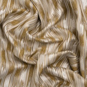 Recycled Polyester Drapery Jacquard – Ochre Streaking Stripes – British Imported Recycled Polyester Drapery Jacquard – Ochre Streaking Stripes – British Imported