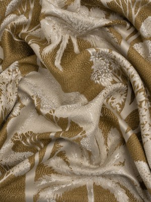 Recycled Polyester Drapery Jacquard – Ochre Jungle Trees – British Imported Recycled Polyester Drapery Jacquard – Ochre Jungle Trees – British Imported