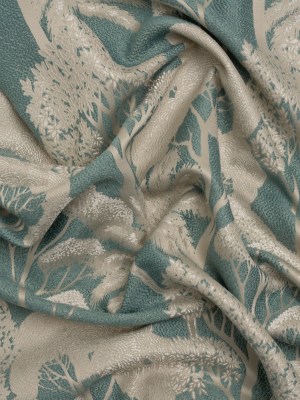 Recycled Polyester Drapery Jacquard – Seafoam Jungle Trees – British Imported Recycled Polyester Drapery Jacquard – Seafoam Jungle Trees – British Imported