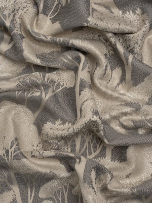 Recycled Polyester Drapery Jacquard – Slate Jungle Trees – British Imported Recycled Polyester Drapery Jacquard – Slate Jungle Trees – British Imported