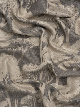 Recycled Polyester Drapery Jacquard – Slate Jungle Trees – British Imported Recycled Polyester Drapery Jacquard – Slate Jungle Trees – British Imported