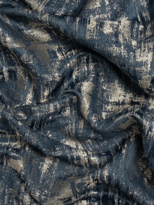Recycled Polyester Drapery Jacquard – Indigo Abstract Strokes – British Imported Recycled Polyester Drapery Jacquard – Indigo Abstract Strokes – British Imported