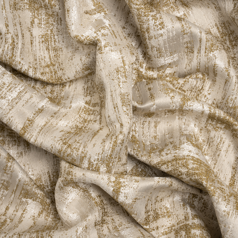 Recycled Polyester Drapery Jacquard – Ochre Abstract Strokes – British Imported Recycled Polyester Drapery Jacquard – Ochre Abstract Strokes – British Imported