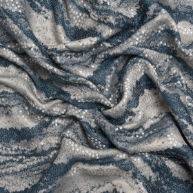 Recycled Polyester Jacquard – Indigo Landscape Spots – British Imported Recycled Polyester Jacquard – Indigo Landscape Spots – British Imported