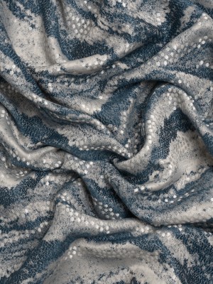 Recycled Polyester Jacquard – Indigo Landscape Spots – British Imported Recycled Polyester Jacquard – Indigo Landscape Spots – British Imported