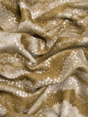 Recycled Polyester Jacquard – Ochre Landscape Spots – British Imported Recycled Polyester Jacquard – Ochre Landscape Spots – British Imported