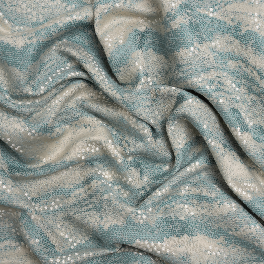 Recycled Polyester Jacquard – Seafoam Landscape Spots – British Imported Recycled Polyester Jacquard – Seafoam Landscape Spots – British Imported