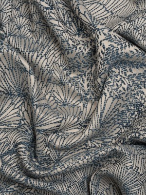 Recycled Polyester Jacquard – Indigo Lush Garden – British Imported Recycled Polyester Jacquard – Indigo Lush Garden – British Imported