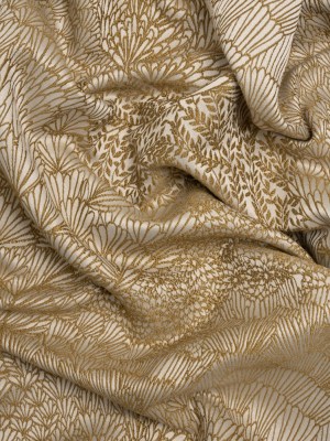 Recycled Polyester Jacquard – Ochre Lush Garden – British Imported Recycled Polyester Jacquard – Ochre Lush Garden – British Imported