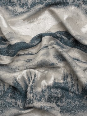Recycled Polyester Drapery Jacquard – Indigo Hazy Landscapes – British Imported Recycled Polyester Drapery Jacquard – Indigo Hazy Landscapes – British Imported