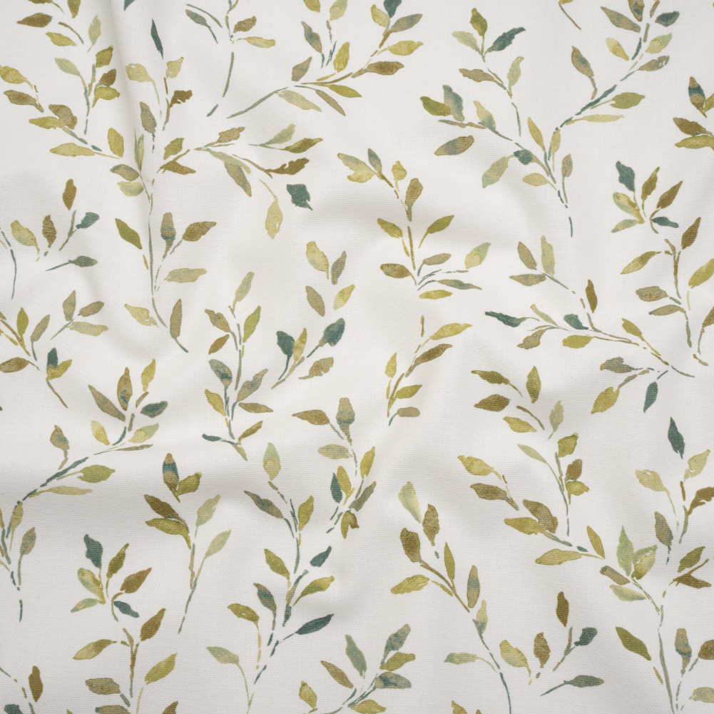 Printed Cotton Canvas – Moss Leafy Stems – British Imported Printed Cotton Canvas – Moss Leafy Stems – British Imported