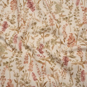 Printed Cotton and Linen Canvas – Berry Painterly Flowers – British Imported Printed Cotton and Linen Canvas – Berry Painterly Flowers – British Imported