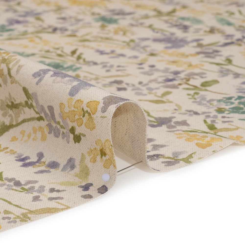 Printed Cotton and Linen Canvas – Heather Painterly Flowers – British Imported Printed Cotton and Linen Canvas – Heather Painterly Flowers – British Imported