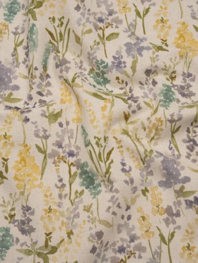 Printed Cotton and Linen Canvas – Heather Painterly Flowers – British Imported Printed Cotton and Linen Canvas – Heather Painterly Flowers – British Imported