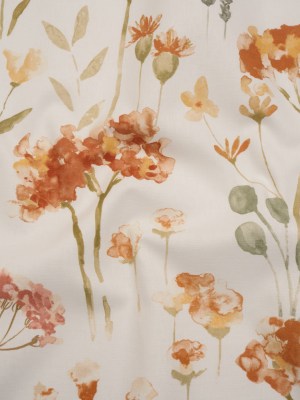 Printed Cotton Canvas – Sienna Watercolor Floral Stems – British Imported Printed Cotton Canvas – Sienna Watercolor Floral Stems – British Imported
