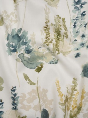 Printed Cotton Canvas – Azure Watercolor Blooms – British Imported Printed Cotton Canvas – Azure Watercolor Blooms – British Imported