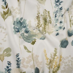 Printed Cotton Canvas – Azure Watercolor Blooms – British Imported Printed Cotton Canvas – Azure Watercolor Blooms – British Imported