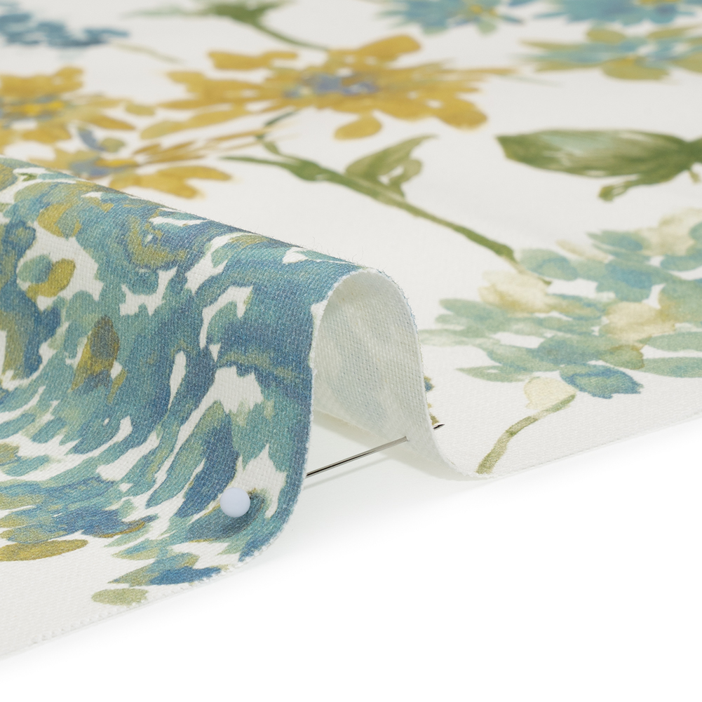 Printed Cotton Canvas – Azure Blooming Watercolor Garden – British Imported Printed Cotton Canvas – Azure Blooming Watercolor Garden – British Imported