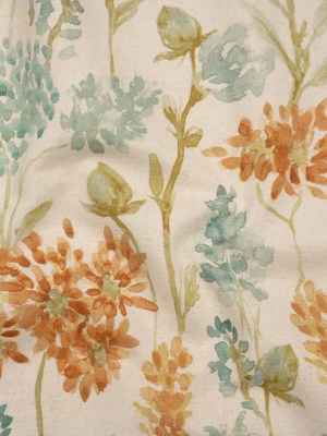 Printed Cotton Canvas – Ginger Blooming Watercolor Garden – British Imported Printed Cotton Canvas – Ginger Blooming Watercolor Garden – British Imported