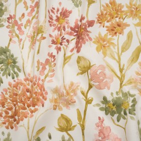 Printed Cotton Canvas – Sienna Blooming Watercolor Garden – British Imported Printed Cotton Canvas – Sienna Blooming Watercolor Garden – British Imported