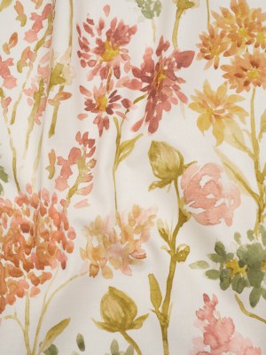 Printed Cotton Canvas – Sienna Blooming Watercolor Garden – British Imported Printed Cotton Canvas – Sienna Blooming Watercolor Garden – British Imported