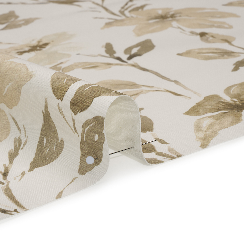 Printed Cotton Canvas – Flax Watercolor Floral Stems – British Imported Printed Cotton Canvas – Flax Watercolor Floral Stems – British Imported