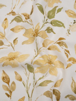 Printed Cotton Canvas – Maize Watercolor Floral Stems – British Imported Printed Cotton Canvas – Maize Watercolor Floral Stems – British Imported