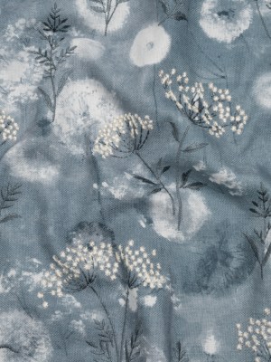 Cotton Canvas Print with Floral Embroidery – Denim Tie Dye Spots – British Imported Cotton Canvas Print with Floral Embroidery – Denim Tie Dye Spots – British Imported