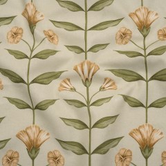 Printed Cotton Canvas – Ochre Balanced Flower Stems – British Imported Printed Cotton Canvas – Ochre Balanced Flower Stems – British Imported