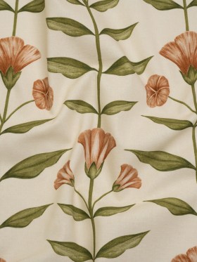 Printed Cotton Canvas – Terracotta Balanced Flower Stems – British Imported Printed Cotton Canvas – Terracotta Balanced Flower Stems – British Imported