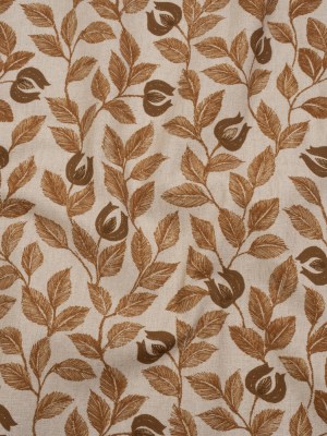Printed Cotton Canvas – Ginger Budding Flowers and Leaves – British Imported Printed Cotton Canvas – Ginger Budding Flowers and Leaves – British Imported