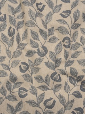 Printed Cotton Canvas – Ink Budding Flowers and Leaves – British Imported Printed Cotton Canvas – Ink Budding Flowers and Leaves – British Imported