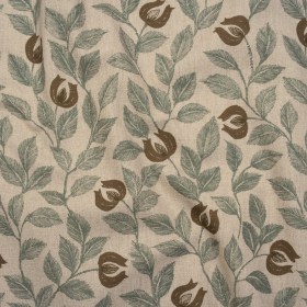 Printed Cotton Canvas – Sage Budding Flowers and Leaves – British Imported Printed Cotton Canvas – Sage Budding Flowers and Leaves – British Imported