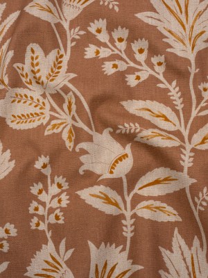 Printed Cotton Canvas – Clay Leafy Sprays and Little Flowers – British Imported Printed Cotton Canvas – Clay Leafy Sprays and Little Flowers – British Imported