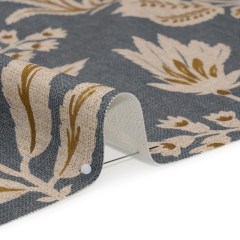 Printed Cotton Canvas – Ink Leafy Sprays and Little Flowers – British Imported Printed Cotton Canvas – Ink Leafy Sprays and Little Flowers – British Imported