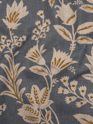 Printed Cotton Canvas – Ink Leafy Sprays and Little Flowers – British Imported Printed Cotton Canvas – Ink Leafy Sprays and Little Flowers – British Imported