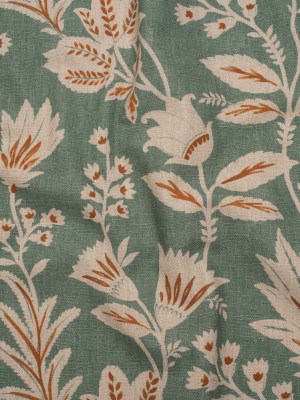 Printed Cotton Canvas – Kingfisher Leafy Sprays and Little Flowers – British Imported Printed Cotton Canvas – Kingfisher Leafy Sprays and Little Flowers – British Imported